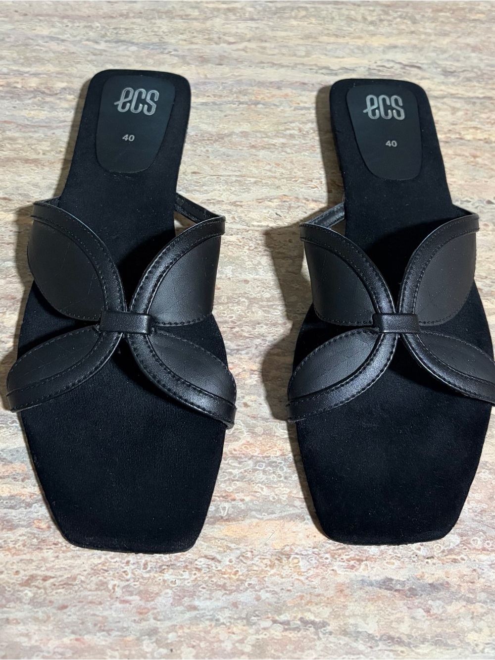 ECS Black Knot On Slipper Slide Sandals for Women